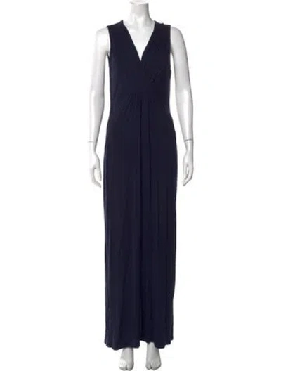 Pre-owned Neiman Marcus V-neck Long Dress In Blue