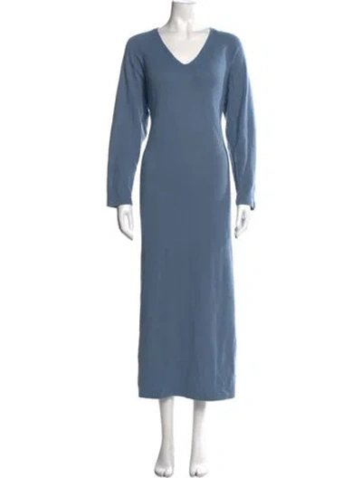 Pre-owned Neiman Marcus V-neck Long Dress In Blue