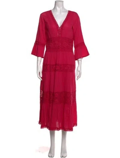 Pre-owned Neiman Marcus V-neck Long Dress In Pink