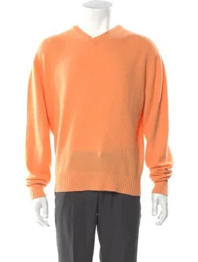 Pre-owned Neiman Marcus V-neck Long Sleeve Pullover In Orange