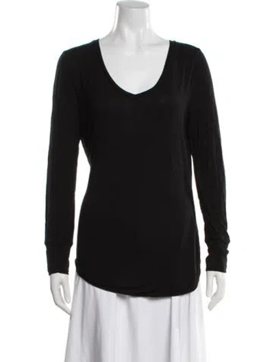 Pre-owned Neiman Marcus V-neck Long Sleeve T-shirt In Black