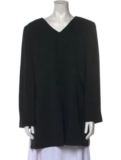 Pre-owned Neiman Marcus V-neck Long Sleeve Tunic In Black