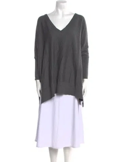 Pre-owned Neiman Marcus V-neck Long Sleeve Tunic In Gray