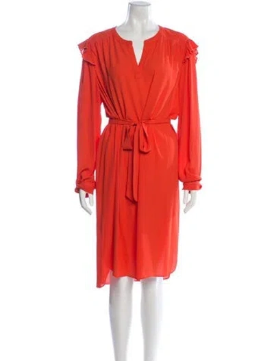 Pre-owned Neiman Marcus V-neck Midi Length Dress W/ Tags In Orange