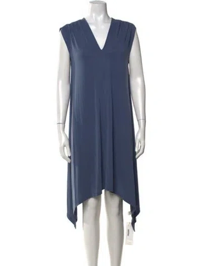 Pre-owned Neiman Marcus V-neck Mini Dress In Blue