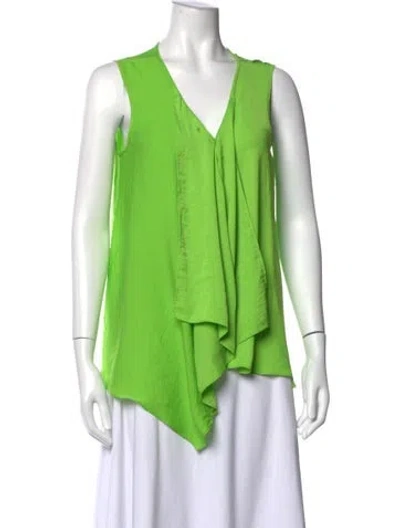 Pre-owned Neiman Marcus V-neck Sleeveless Top In Green