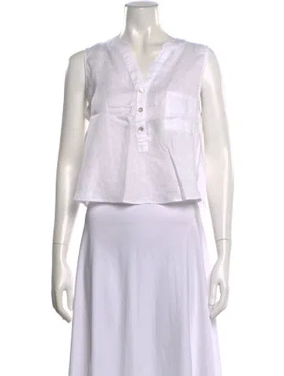 Pre-owned Neiman Marcus V-neck Sleeveless Top In White