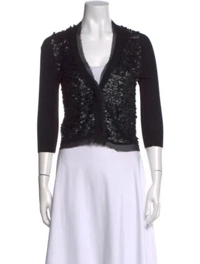 Pre-owned Neiman Marcus V-neck Sweater In Black