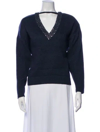 Pre-owned Neiman Marcus V-neck Sweater In Gray