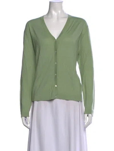 Pre-owned Neiman Marcus V-neck Sweater In Green