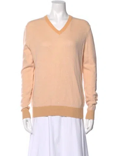 Pre-owned Neiman Marcus V-neck Sweater In Orange