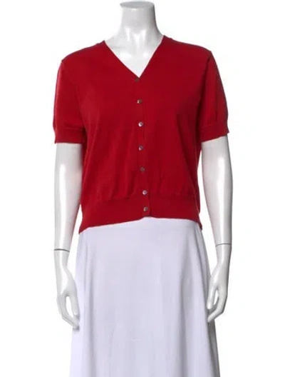 Pre-owned Neiman Marcus V-neck Sweater In Red