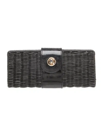 Pre-owned Neiman Marcus Wicker Clutch In Black