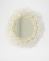 Neiman Marcus Wicker Woven Mirror In Green