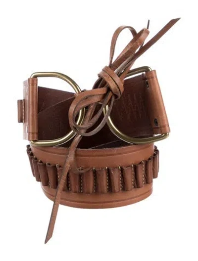 Pre-owned Neiman Marcus Wide Leather Waist Belt In Brown