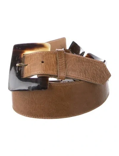 Pre-owned Neiman Marcus Wide Leather Waist Belt In Brown