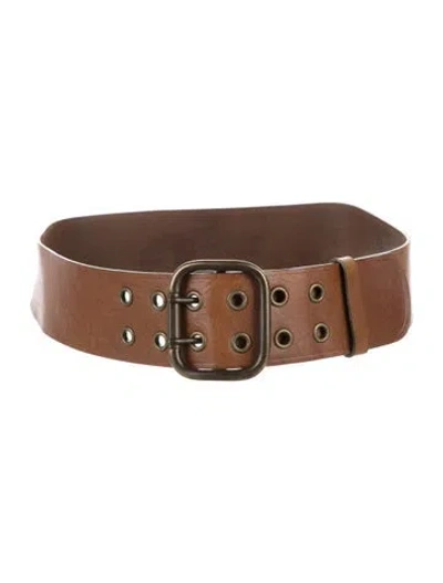 Pre-owned Neiman Marcus Wide Leather Waist Belt In Brown
