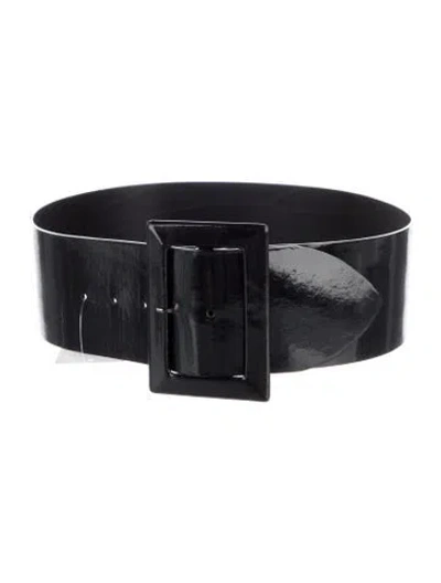 Pre-owned Neiman Marcus Wide Patent Leather Waist Belt In Black