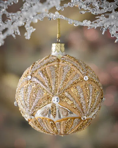Neiman Marcus Winters Glow Glass Ornament In Gold
