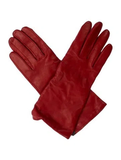 Pre-owned Neiman Marcus Women's Sheep Leather Gloves In Red