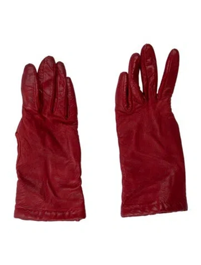 Pre-owned Neiman Marcus Womens Leather Gloves In Red