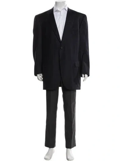 Pre-owned Neiman Marcus Wool Blazer In Blue
