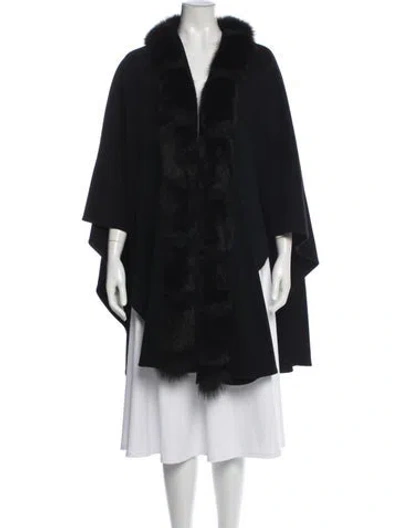 Pre-owned Neiman Marcus Wool Cape In Black