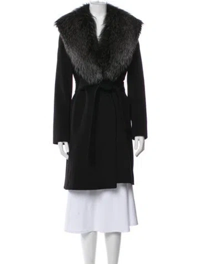 Pre-owned Neiman Marcus Wool Faux Fur Coat In Black