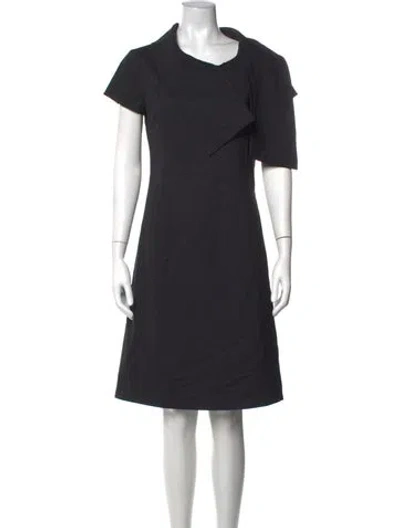 Pre-owned Neiman Marcus Wool Knee-length Dress In Black