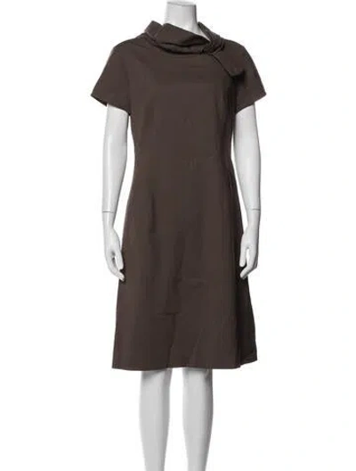 Pre-owned Neiman Marcus Wool Knee-length Dress In Brown