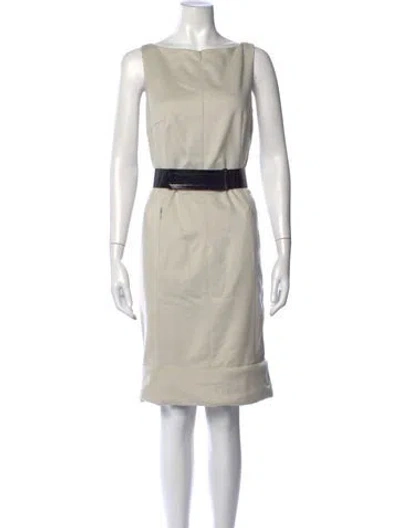 Pre-owned Neiman Marcus Wool Knee-length Dress In Grey