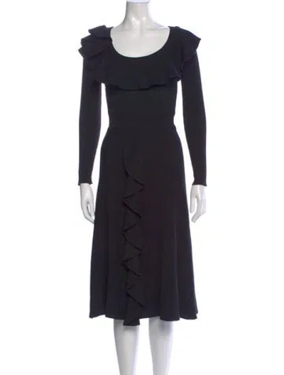 Pre-owned Neiman Marcus Wool Midi Length Dress In Black