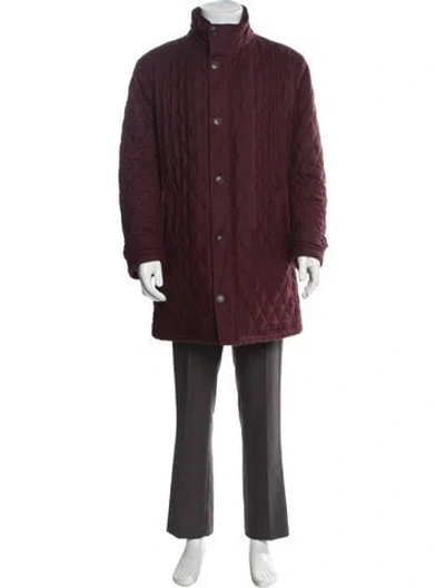 Pre-owned Neiman Marcus Wool Parka In Burgundy