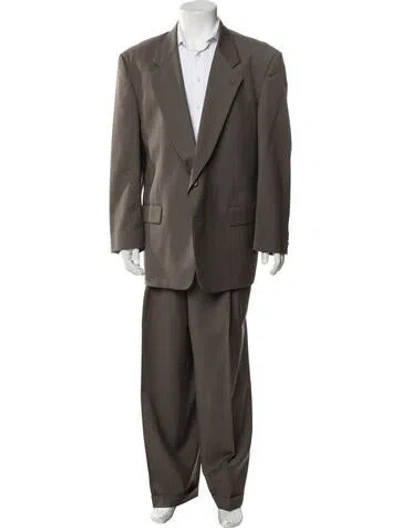 Pre-owned Neiman Marcus Wool Patterned Two-piece Suit In Brown