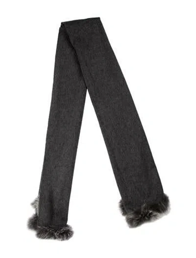 Pre-owned Neiman Marcus Wool Printed Scarf In Gray