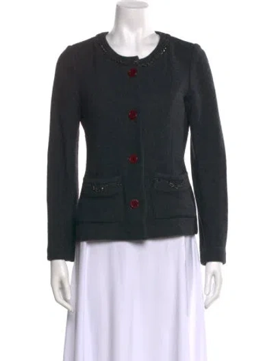 Pre-owned Neiman Marcus Wool Scoop Neck Sweater In Black