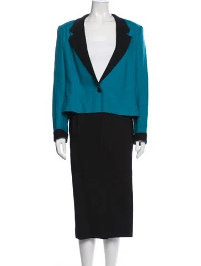 Pre-owned Neiman Marcus Wool Skirt Suit In Black