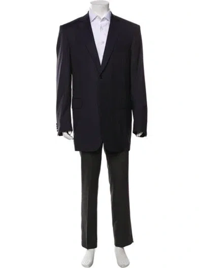 Pre-owned Neiman Marcus Wool Striped Blazer In Blue