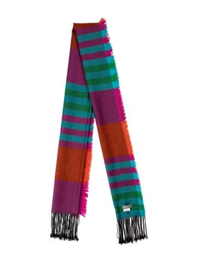 Pre-owned Neiman Marcus Wool Striped Scarf In Multi