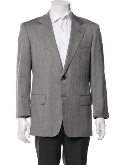 Pre-owned Neiman Marcus Wool Striped Two-piece Blazer In Grey