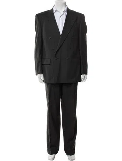 Pre-owned Neiman Marcus Wool Striped Two-piece Suit In Black