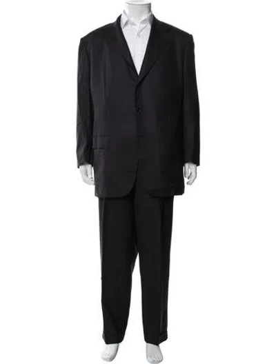 Pre-owned Neiman Marcus Wool Two-piece Suit In Blue