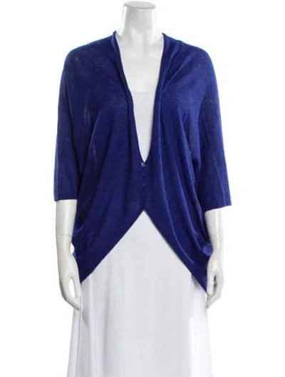 Pre-owned Neiman Marcus Wool V-neck Sweater In Blue