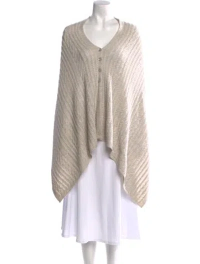 Pre-owned Neiman Marcus Wool V-neck Sweater In Neutral