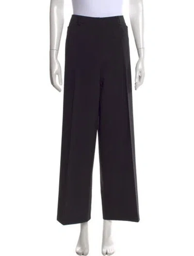 Pre-owned Neiman Marcus Wool Wide Leg Pants In Black