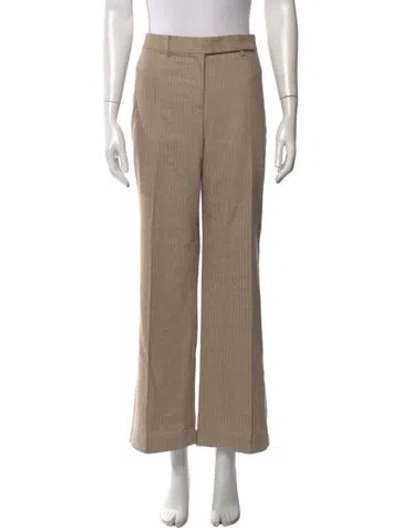Pre-owned Neiman Marcus Wool Wide Leg Pants In Neutral