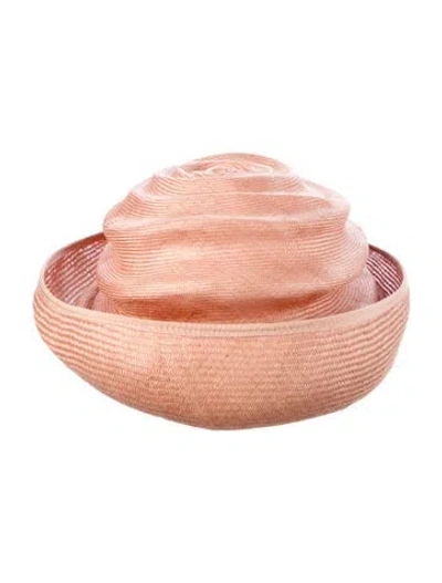 Pre-owned Neiman Marcus Woven Straw Hat In Pink