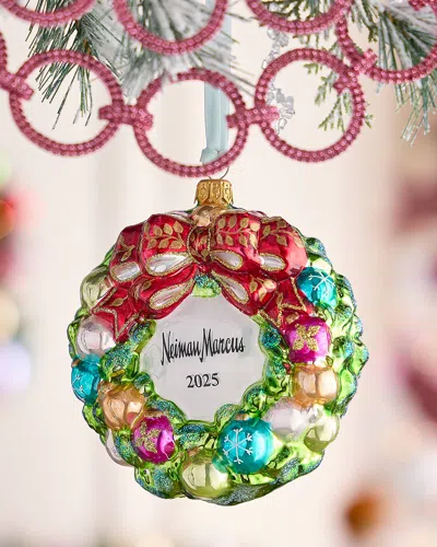 Neiman Marcus Wreath With Baubles Christmas Ornament In Multi