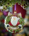 Neiman Marcus Wreath With Santa Christmas Ornament
