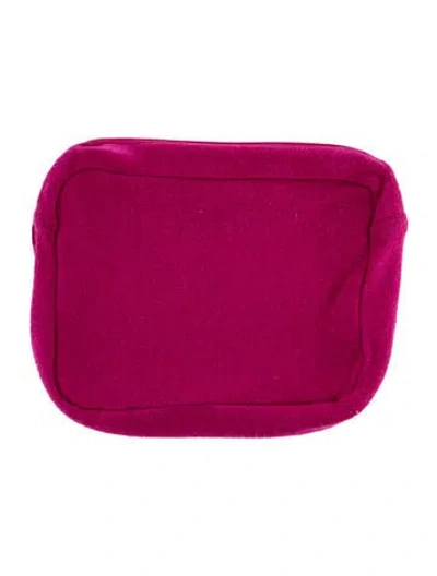 Pre-owned Neiman Marcus Zip Closure Silk Cosmetic Bag In Purple